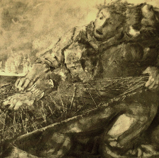 "Pescatori" - Olio su tela, 120 x 80 cm., 120 x 70 cm., 1987 - Collezione privata, Gallipoli.